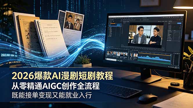2026 爆款 AI 漫剧短剧教程 从零精通 AIGC 创作全流程 既能接单变现又能就业入行-天梦资源网