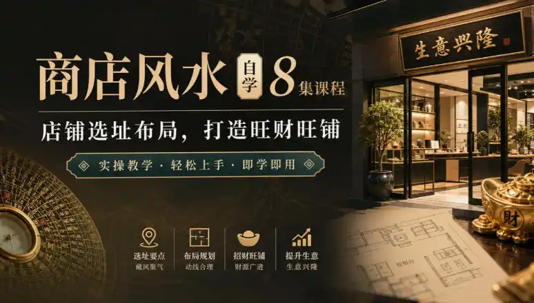 商店风水自学8集课程｜店铺选址布局，打造旺财旺铺实操教学-天梦资源网