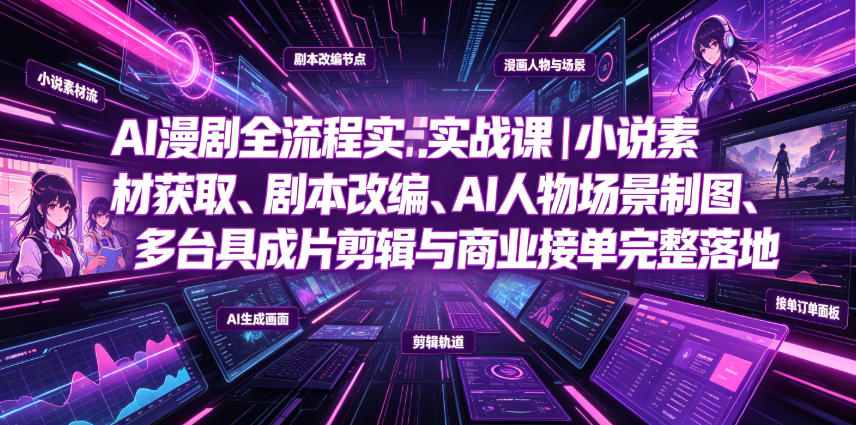 AI漫剧全流程实战课｜小说素材获取、剧本改编、AI人物场景制图、多工具成片剪辑、平台付费变现与商业接单完整落地-天梦资源网
