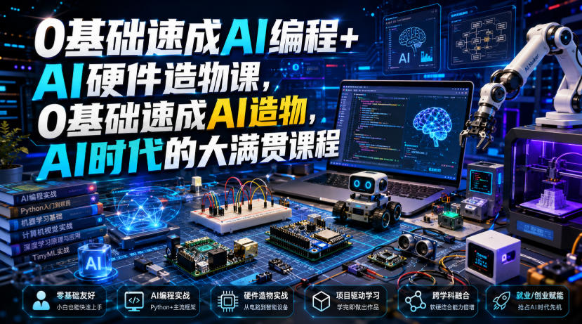 0基础速成AI编程+AI硬件造物课，0基础速成AI造物，AI时代的大满贯课程-天梦资源网