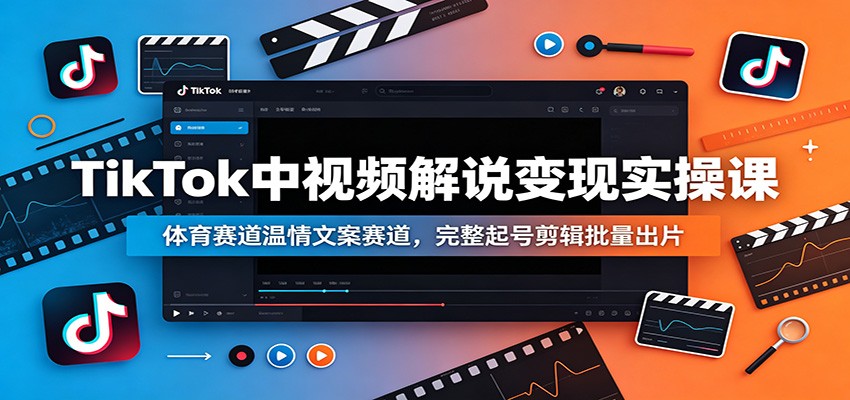 TikTok中视频解说变现实操课：体育赛道温情文案赛道，完整起号剪辑批量出片-天梦资源网