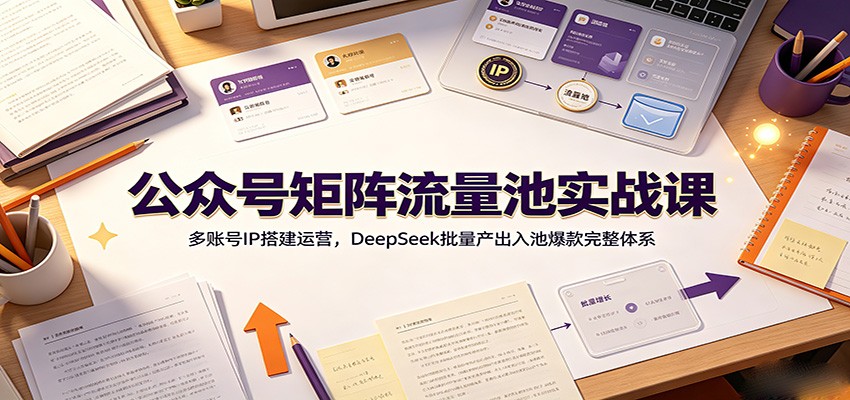 公众号矩阵流量池实战课：多账号IP搭建运营，DeepSeek批量产出入池爆款完整体系-天梦资源网