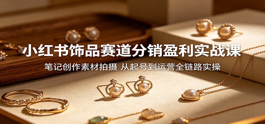 小红书饰品赛道分销盈利实战课：笔记创作素材拍摄，从起号到运营全链路实操-天梦资源网