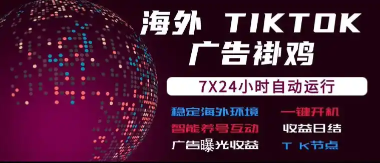 海外TikTok挂G流量变现，7X24自动运行，广告曝光收益，收益日结【揭秘】-天梦资源网