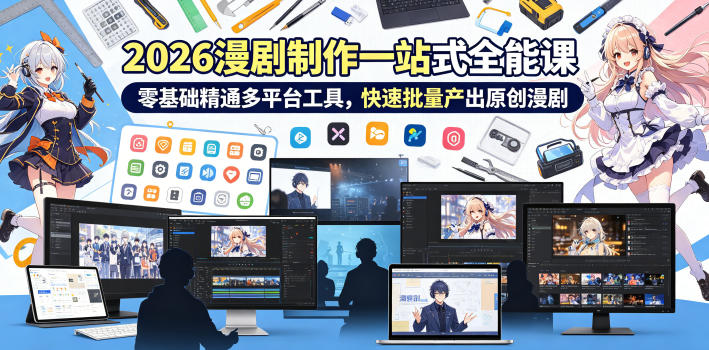 2026 AI漫剧制作一站式全能课，零基础精通多平台工具，快速批量产出原创漫剧-天梦资源网