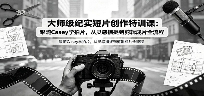 大师级纪实短片创作特训课：跟随Casey学拍片，从灵感捕捉到剪辑成片全流程-天梦资源网