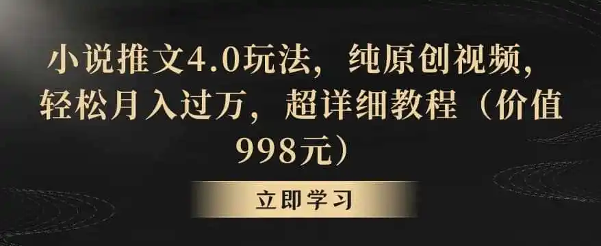 小说推文4.0玩法，纯原创视频，轻松月入过万，超详细教程（价值998元）【揭秘】-天梦资源网