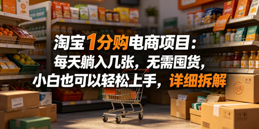 淘宝1分购电商项目：每天躺入几张，无需囤货，小白也可以轻松上手，详细拆解-天梦资源网