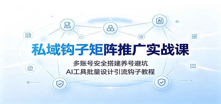 私域钩子矩阵推广实战课：多账号安全搭建养号避坑，AI工具批量设计引流钩子教程-天梦资源网