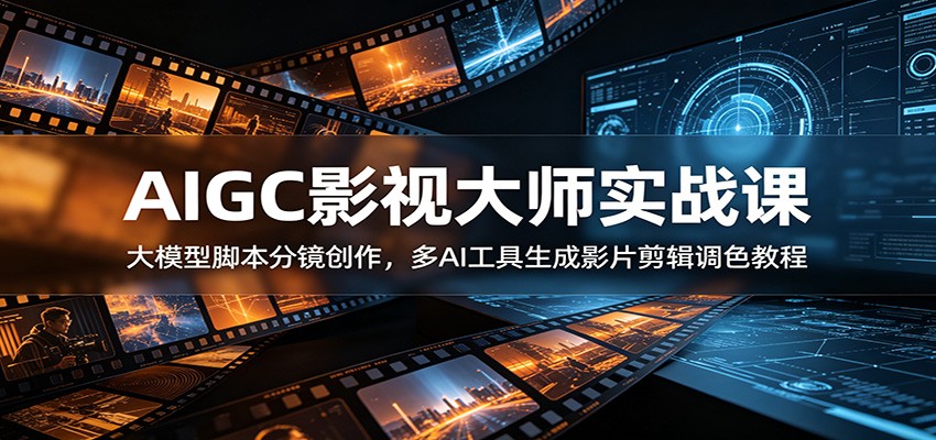 AIGC影视大师实战课：大模型脚本分镜创作，多AI工具生成影片剪辑调色教程-天梦资源网