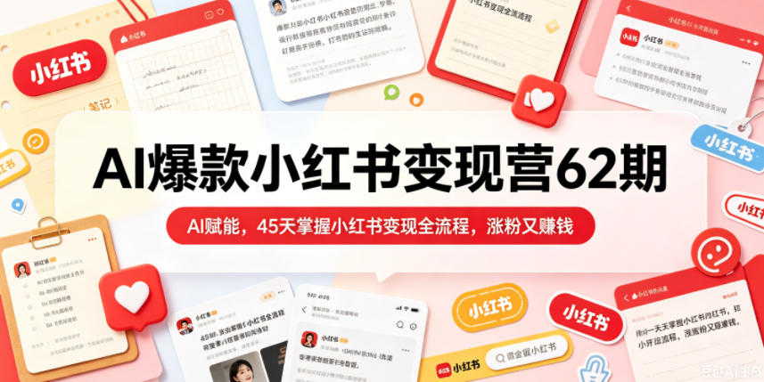 AI爆款小红书变现营62期2026年5月，AI赋能，45天掌握小红书变现全流程，涨粉又賺钱-天梦资源网