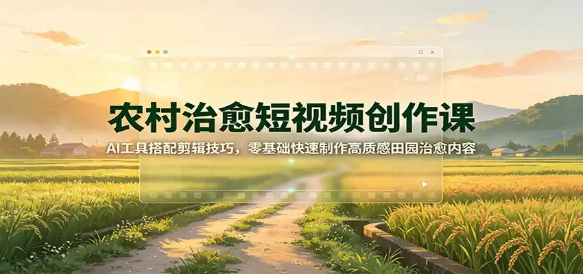 农村治愈短视频创作课：AI工具搭配剪辑技巧，零基础快速制作高质感田园治愈内容-天梦资源网