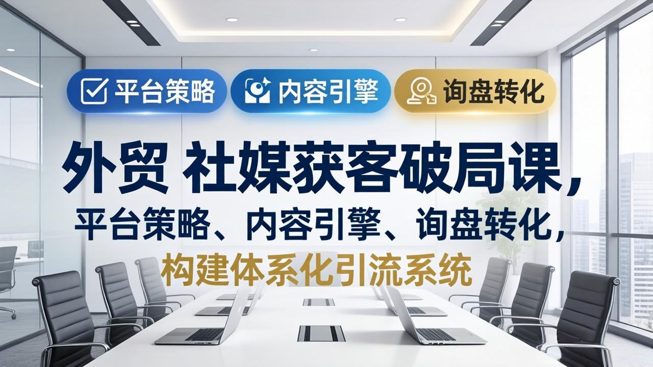 外贸 社媒获客破局课，平台策略、内容引擎、询盘转化，构建体系化引流系统(更新26年3月-天梦资源网