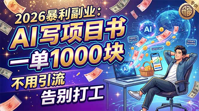 2026暴利副业：AI 写项目书，一单 1000 块，不用引流，告别打工-天梦资源网
