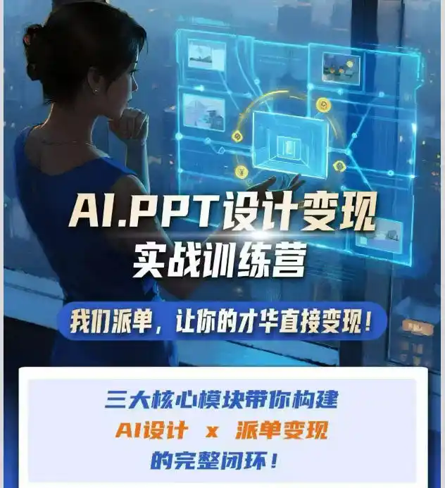 AI+PPT设计变现实战训练营，我们派单，让你的才华直接变现，三大核心模块带你构建Al设计x派单变现的完整闭环-天梦资源网