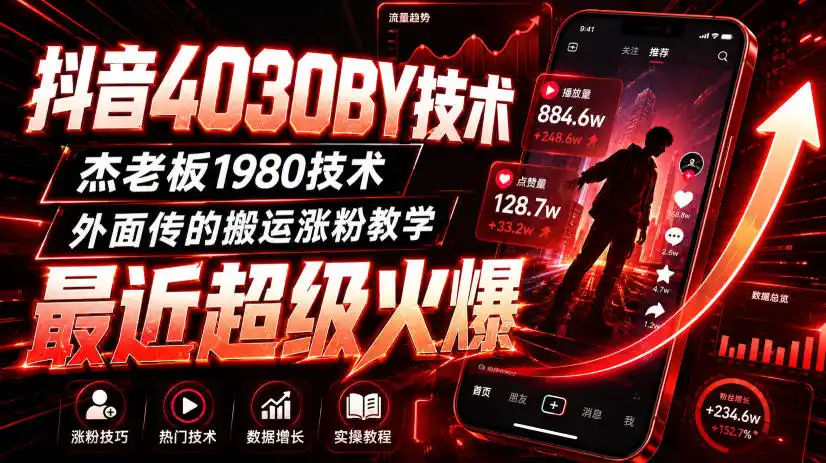 抖音4030搬运技术，杰老板1980技术，外面传的搬运涨粉教学，最近超级火爆！-天梦资源网
