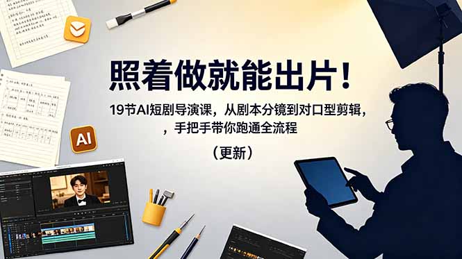 照着做就能出片！19节AI短剧导演课，从剧本分镜到对口型剪辑，手把手带你跑通全流程(更新-天梦资源网