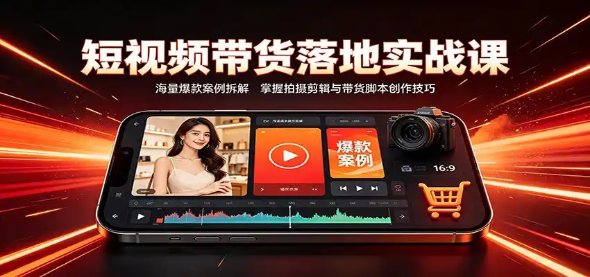 短视频带货落地实战课：海量爆款案例拆解，掌握拍摄剪辑与带货脚本创作技巧-天梦资源网