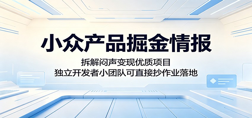 小众产品掘金情报：拆解闷声变现优质项目，独立开发者小团队可直接抄作业落地-天梦资源网