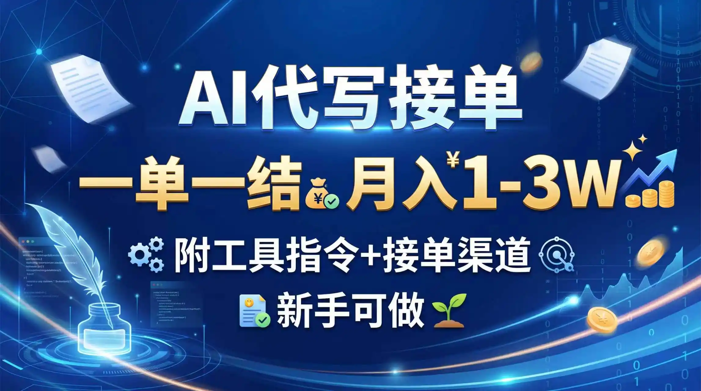 AI代写接单，一单一结，月入1-3W，附工具指令+接单渠道，新手可做-天梦资源网