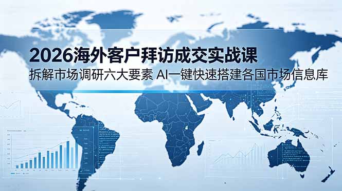 2026海外客户拜访成交实战课：拆解市场调研六大要素，AI一键快速搭建各国市场信息库-天梦资源网