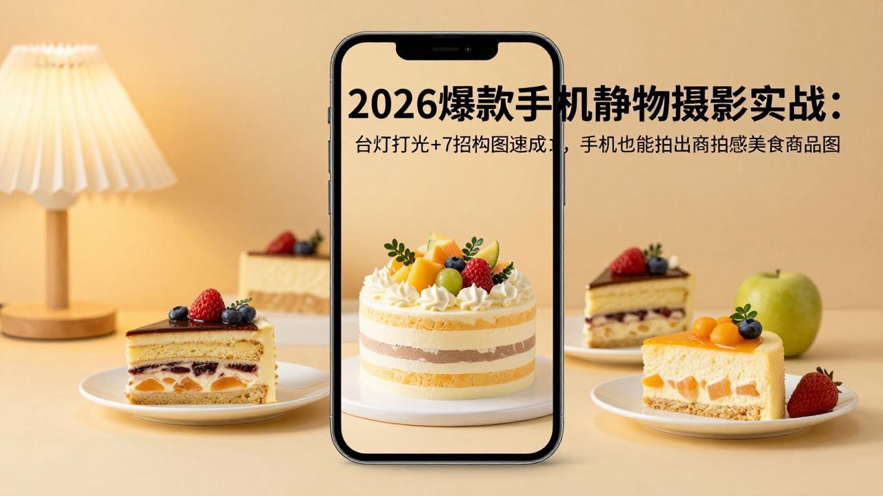 2026爆款手机静物摄影实战：台灯打光+7招构图速成，手机也能拍出商拍感美食商品图-天梦资源网