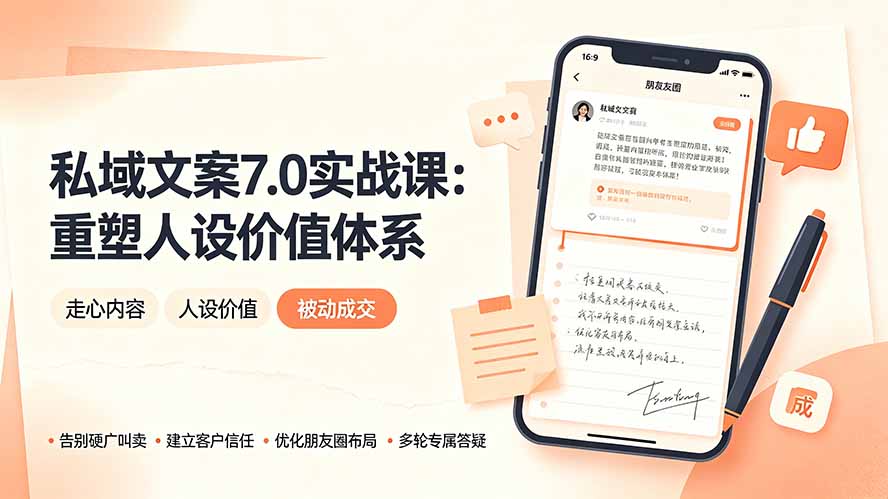 私域文案实战课7.0：重塑人设价值体系｜-告别硬广推销×走心内容×自我价值塑造，实现被动成交-天梦资源网