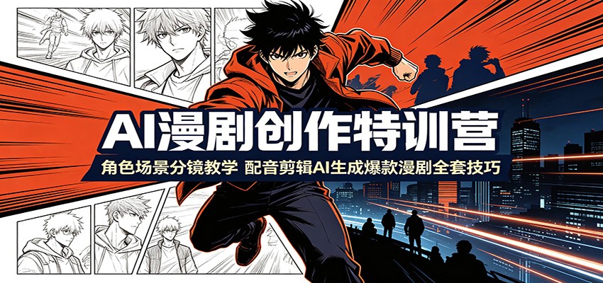 AI漫剧创作特训营：角色场景分镜教学，配音剪辑AI生成爆款漫剧全套技巧-天梦资源网