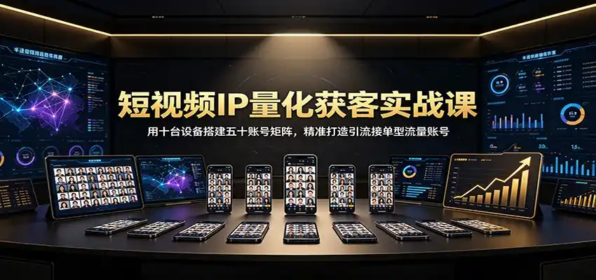 短视频IP量化获客实战课：用十台设备搭建五十账号矩阵，精准打造引流接单型流量账号-天梦资源网
