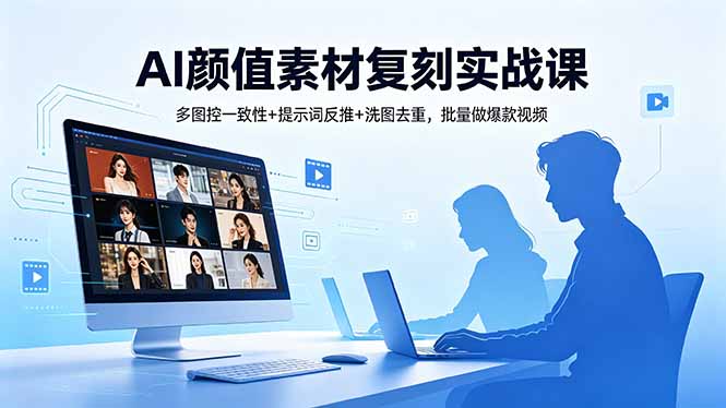 AI颜值素材复刻实战课，多图控一致性+提示词反推+洗图去重，批量做爆款视频-天梦资源网
