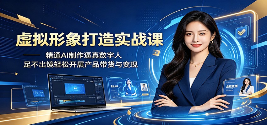 虚拟形象打造实战课：精通AI制作逼真数字人，足不出镜轻松开展产品带货与变现-天梦资源网