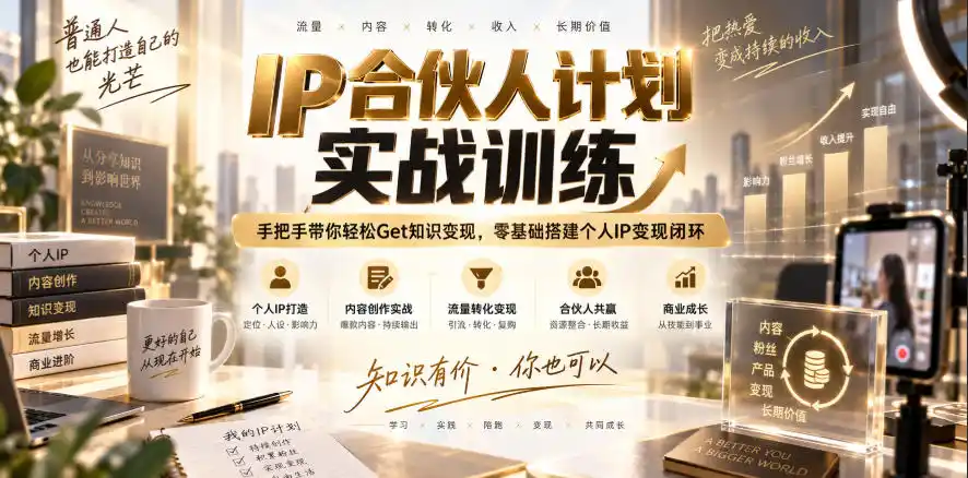 IP合伙人计划实战训练，手把手带你轻松Get知识变现，零基础搭建个人IP变现闭环(更新260908)-天梦资源网