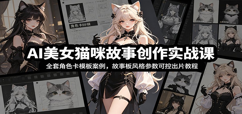 AI美女猫咪故事创作实战课：全套角色卡模板案例，故事板风格参数可控出片教程-天梦资源网