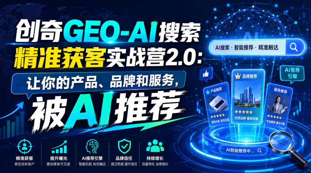 创奇GEO-AI搜索精准获客实战营2.0：让你的产品、品牌和服务，被AI推荐-天梦资源网