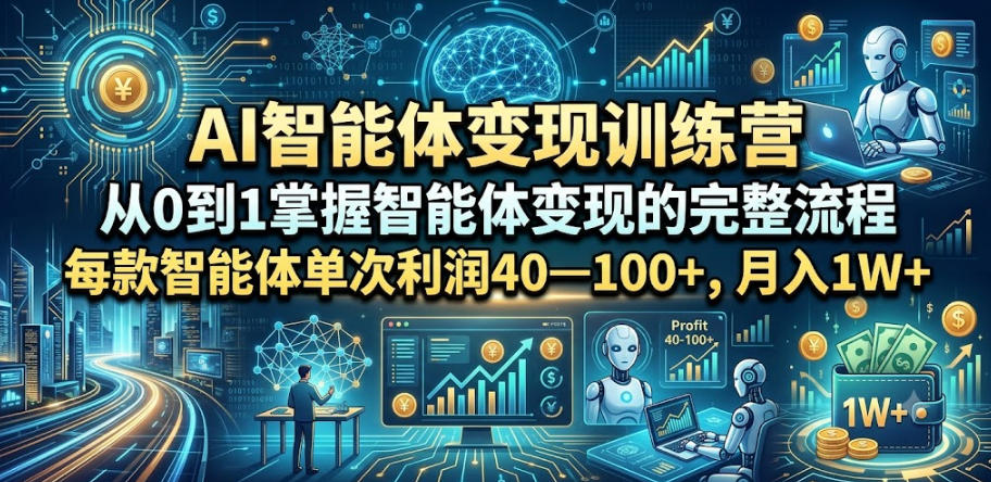 AI智能体变现训练营，从0到1掌握智能体变现的完整流程，每款智能体单次利润40—100+，月入1W+-天梦资源网