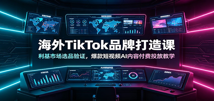 海外TikTok品牌打造课：利基市场选品验证，爆款短视频AI内容付费投放教学-天梦资源网