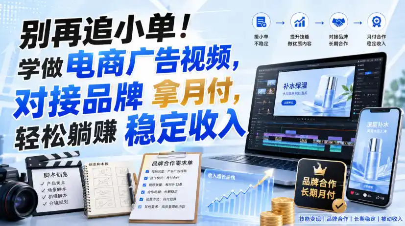 别再追小单！学做电商广告视频，对接品牌拿月付，轻松躺賺稳定收入【原创双语字幕】-天梦资源网
