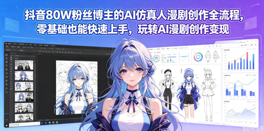 抖音80W粉丝博主的AI仿真人漫剧创作全流程，零基础也能快速上手，玩转AI漫剧创作变现-天梦资源网