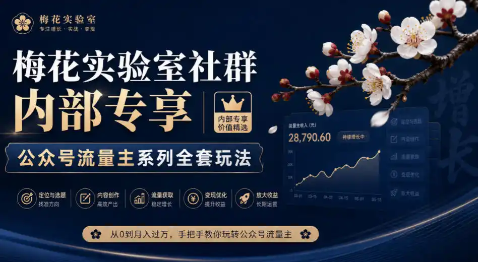 梅花实验室社群内部专享-公众号流量主系列全套玩法-天梦资源网