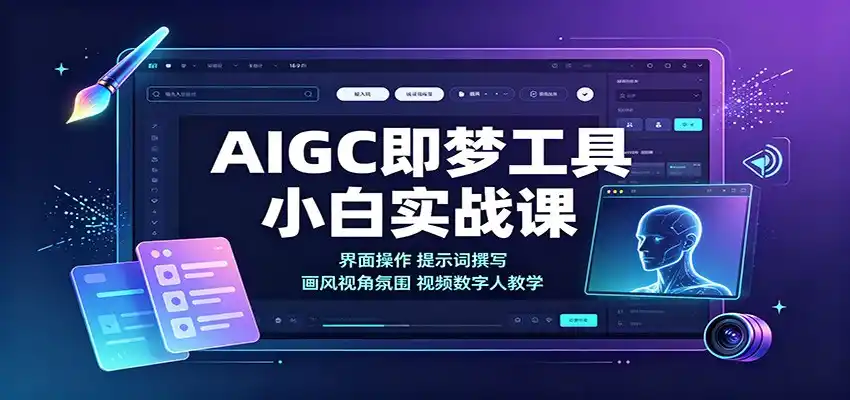AIGC即梦工具小白实战课：界面操作，提示词撰写，画风视角氛围视频数字人教学-天梦资源网