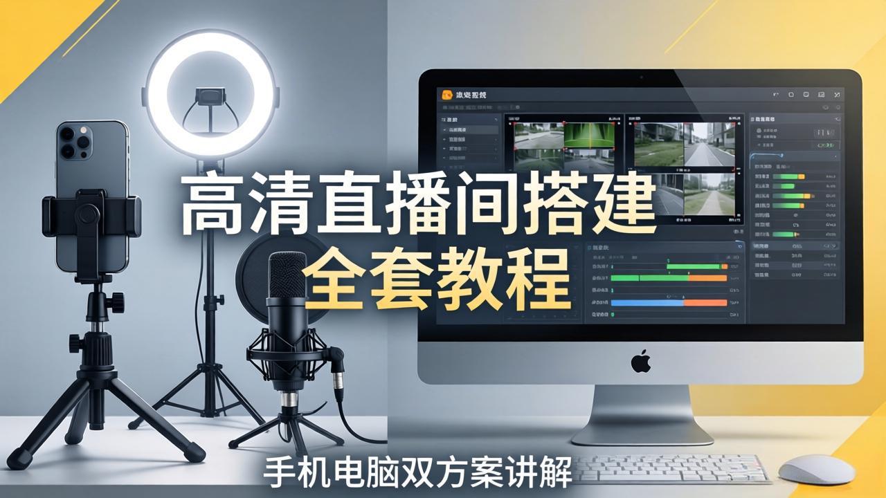 高清直播间搭建全套教程，手机电脑双方案讲解，设备选型调试多机位实操教学-天梦资源网