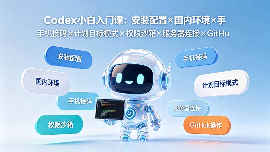 Codex小白入门课：安装配置×国内环境×手机接码×计划目标模式×权限沙箱×服务器连接×GitHub操作-天梦资源网