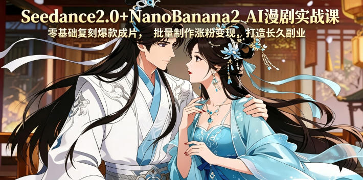 Seedance2.0+NanoBanana2 AI漫剧实战课，零基础复刻爆款成片涨粉变现，打造长久副业收益-天梦资源网