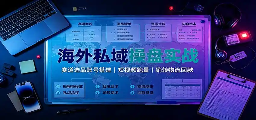 海外私域操盘实战：赛道选品账号搭建，短视频跑量，销转物流回款-天梦资源网