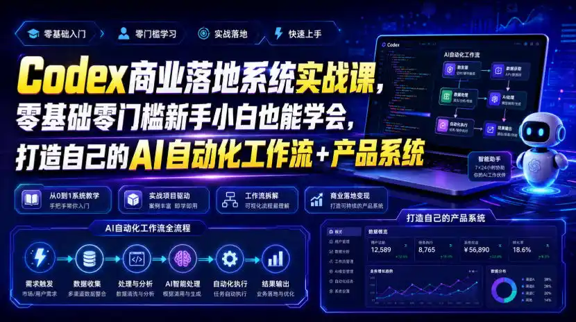 Codex商业落地系统实战课，零基础零门槛新手小白也能学会，打造自己的AI自动化工作流+产品系统(更新)-天梦资源网