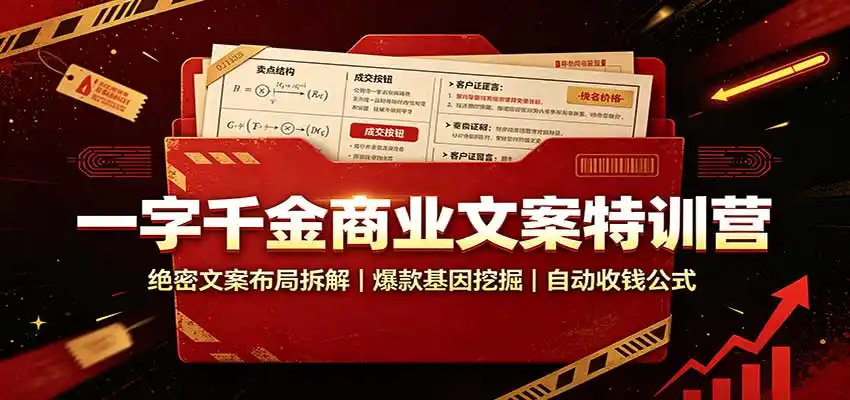 一字千金商业文案特训营：绝密文案布局拆解，爆款基因挖掘，自动收钱公式-天梦资源网
