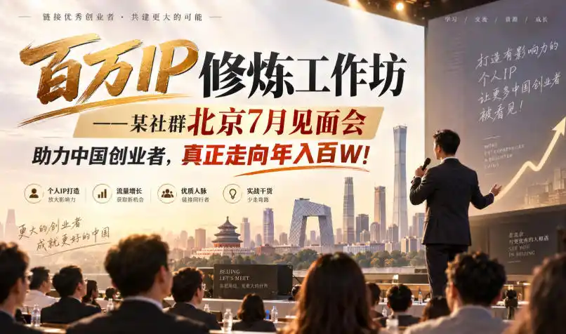 百万IP修炼工作坊——某社群北京7月见面会，助力中国创业者，真正走向年入百W!-天梦资源网