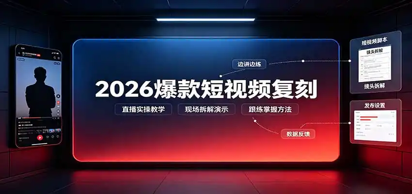 2026爆款短视频复刻：直播实操教学，配套文字文档掌握全流程-天梦资源网