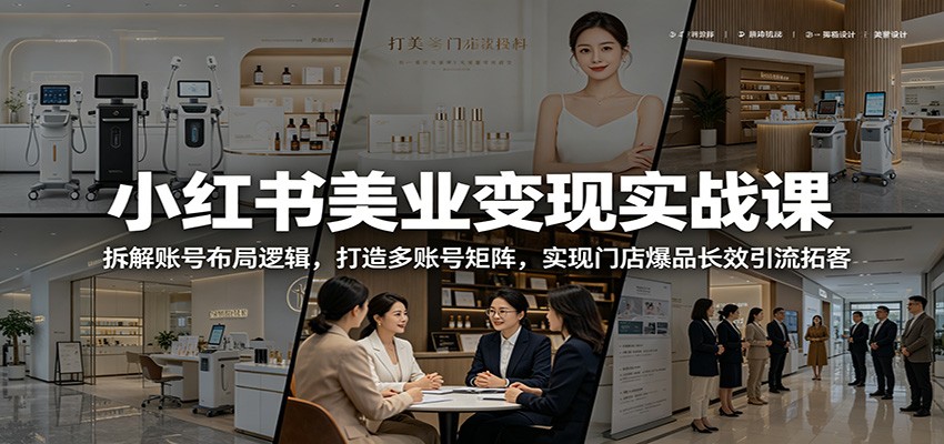 小红书美业变现实战课：拆解账号布局逻辑，打造多账号矩阵，实现门店爆品长效引流拓客-天梦资源网