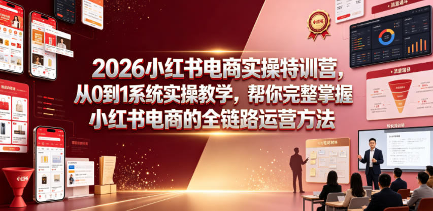 2026小红书电商实操特训营，从0到1系统实操教学，帮你完整掌握小红书电商的全链路运营方法-天梦资源网